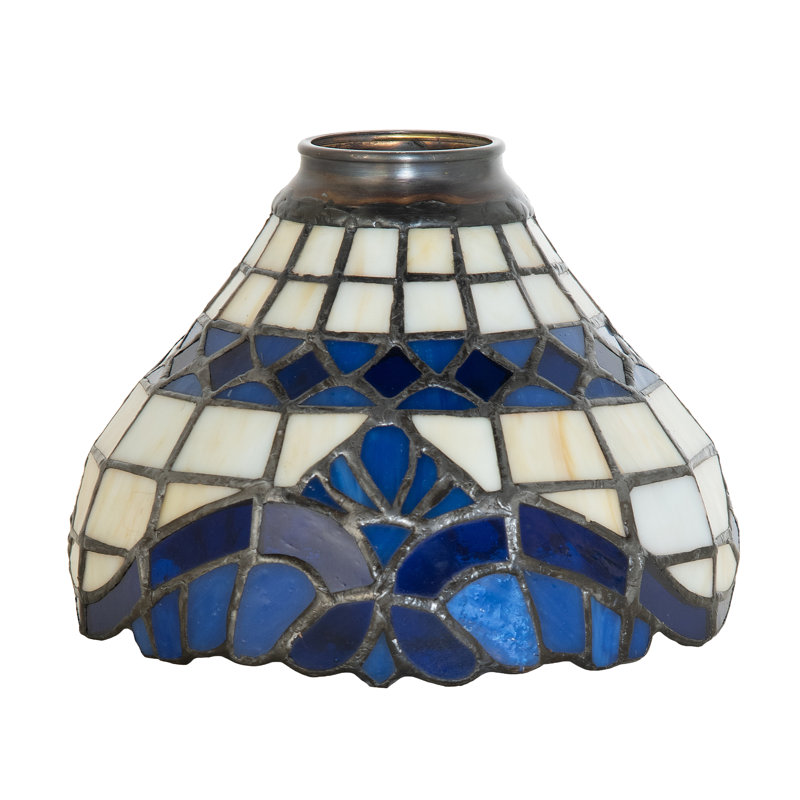 Abat-jour en verre baroque H 7 "x l 7" (Uno) en ivoire / bleu / noir