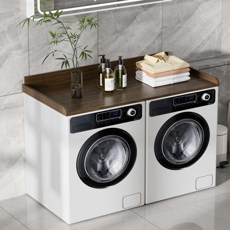 Coolbebe Washer Dryer Countertop,  Laundry Countertop Over Wooden Washer And Dryer For The Top With Non-Slip Pads, Laundry Hamper Counter Storage Organization 54"W X 27.5"D
