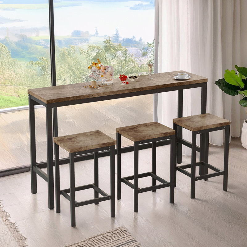 Dining Table Set With 3 Dining Stools
