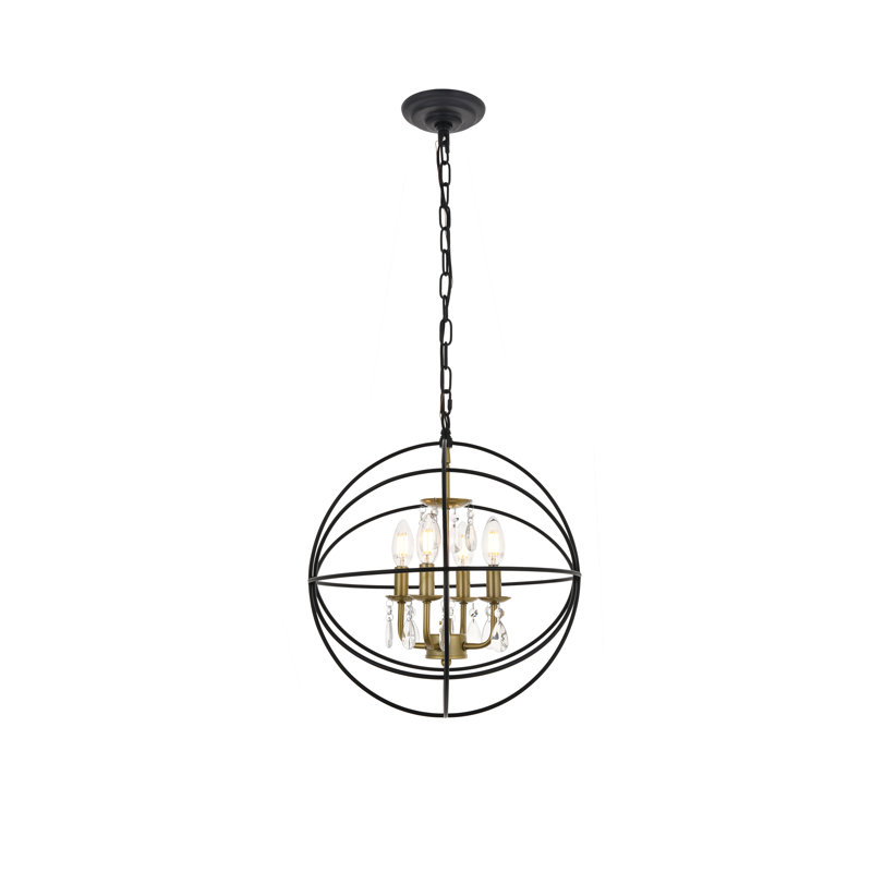 Luminaire suspendu Mayo, Laiton, H 17,6 po x l 16 po x P 16 po, 4 lumières