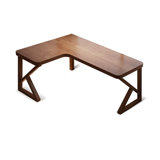 Light-walnut L-Shaped Solid Wood desk