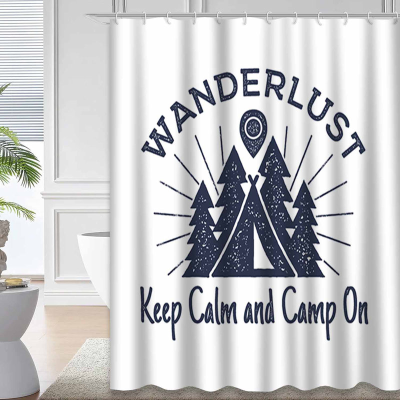 Rideau de douche avec 12 crochets Wanderlust, L 72 po x l 78 po