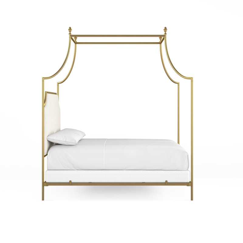 337 Flying Arch Canopy Bed | Complete Canopy, Queen, Gold Medal/White
