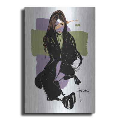 Art mural en métal luxueux «Innocent» par TM Borenstein, 16 po x 24 po
