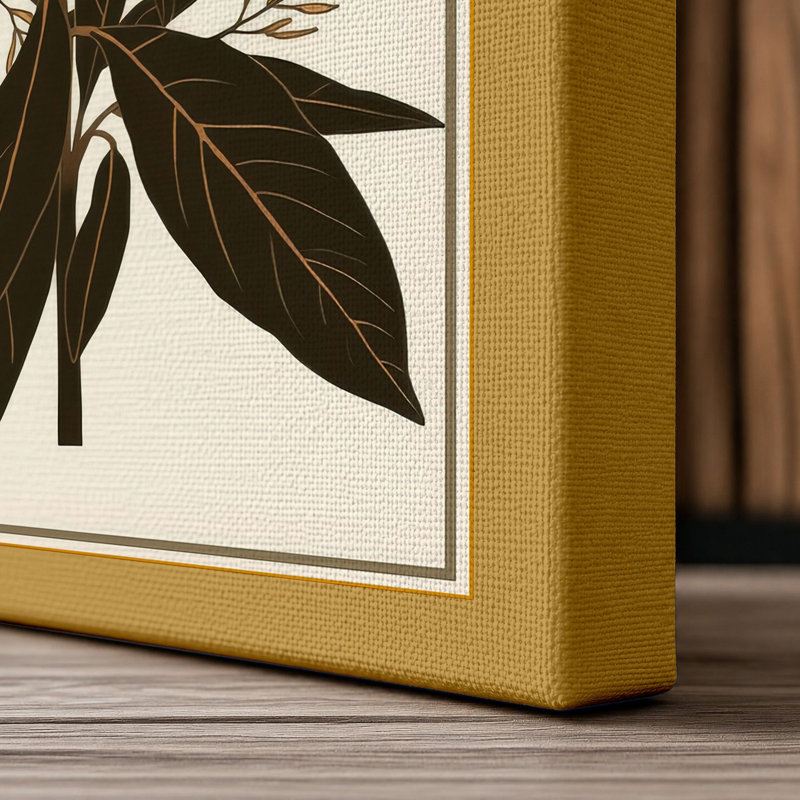 Moonlit Cherry Blossom Japandi - Wrapped Canvas, 36x24 - 91.4 x 61.0 cm, Ochre Border