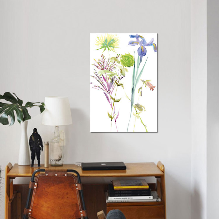 « aquarelle floral study ii », reproduction de peinture à l’aquarelle sur toile, H 26 po x l 18 po x P 1,5 po, Pas de tapis
