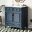 Meuble-lavabo rétro bleu 30 po avec structure en bois massif, lavabo en céramique, tiroir à fermeture en douceur, rangement spacieux, quincaillerie exquise, tiroir coulissant lisse, lavabo brillant, tiroirs, poignées en métal,-1187746824