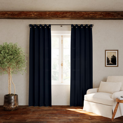 Georghina Slub Textured Cotton Blend Semi-Sheer Grommet Curtain Panel