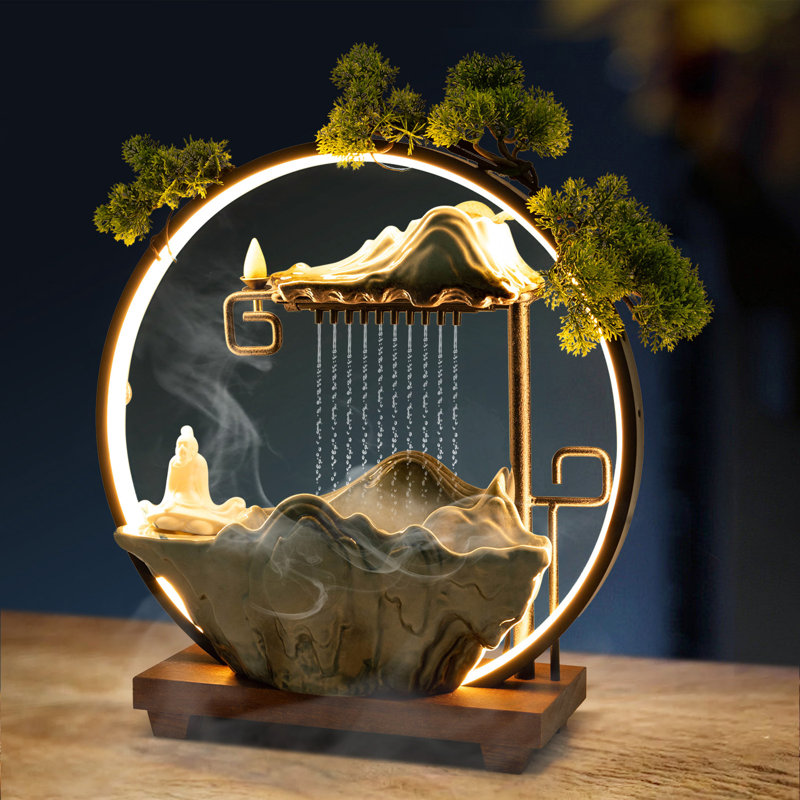 Fontaine de table d'intérieur avec lumières DEL et brume