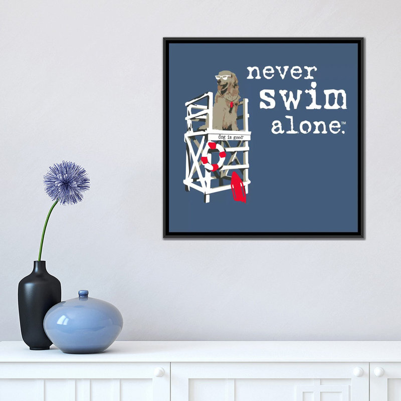 «Never Swim Alone», impression sur toile, H 18 po x l 18 po x P 1,5 po, Toile avec cadre flottant noir, Pas de tapis