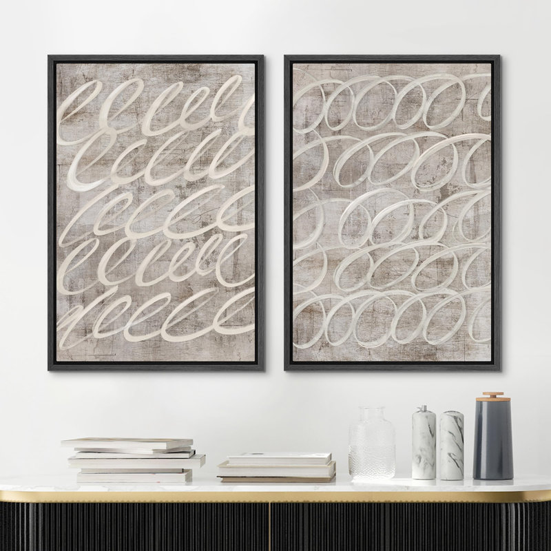 Ensemble de 2 pièces rétro Mid-Century Swirl, H 24 po x l 16 po x P 1,5 po, Noir