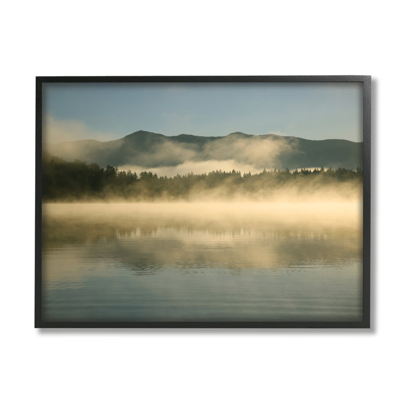 Misty Lake Mountain Range, paysage encadré sur bois par Carol Robinson, photographie, Giclée encadrée noir minuit
