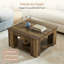 Table basse 31,49 "carrée avec tablette de rangement, centre de table rustique en bois