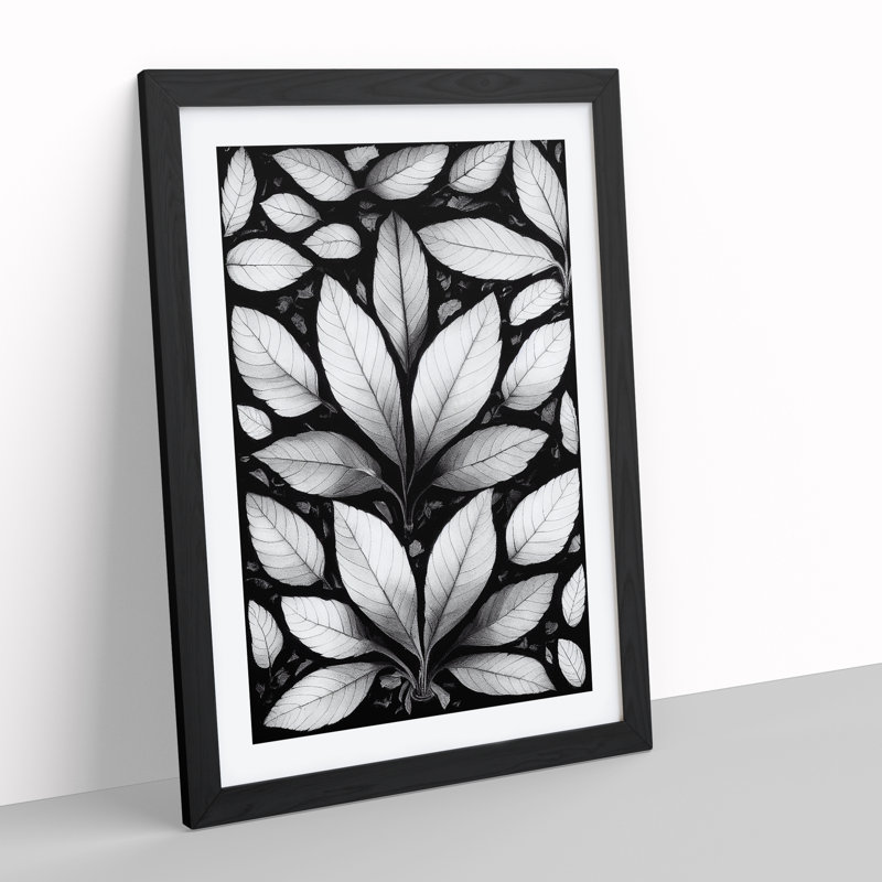 Leaves Pattern No.1 - Framed Print, Black, 64cm H x 46cm W x 2cm D