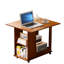 Table de bout mobile pliable en bambou de 26 po avec rangement, table d'appoint extensible sur roulettes pour lit et canapé