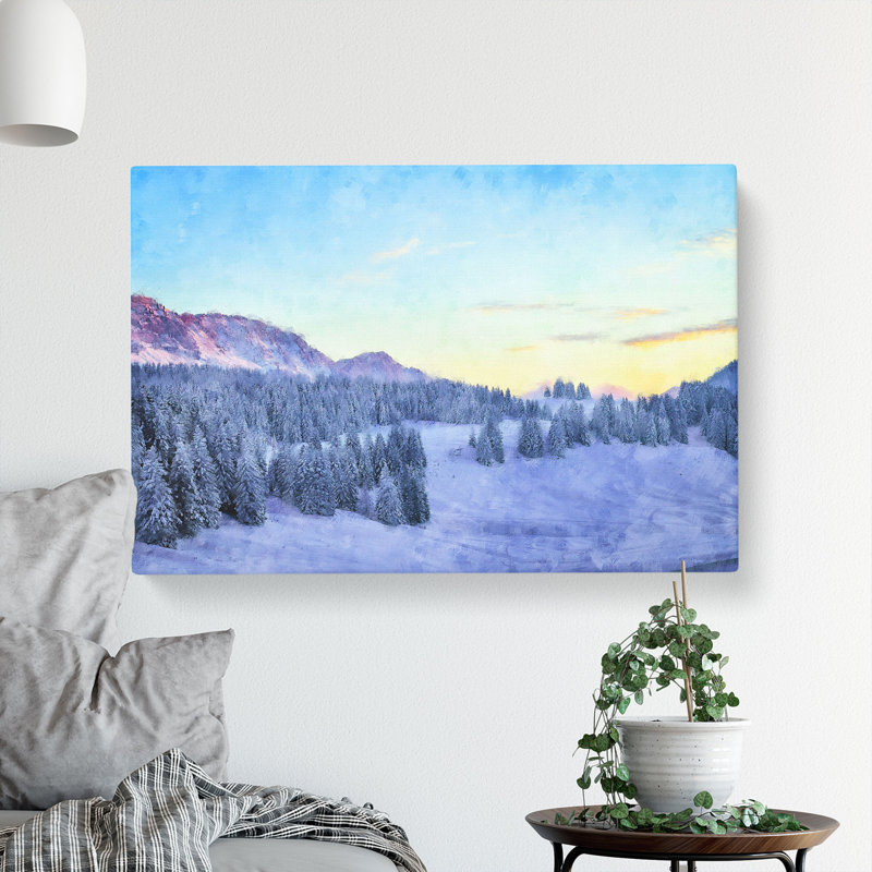 Mountain And Forest At Winter - Wrapped Canvas, 40cm H x 60cm W x 3cm D