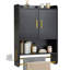 Armoire murale de salle de bain avec barres à serviettes, porte-papier hygiénique, tablette réglable noire