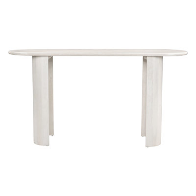 Table console ovale en bois massif blanc de 58 pouces