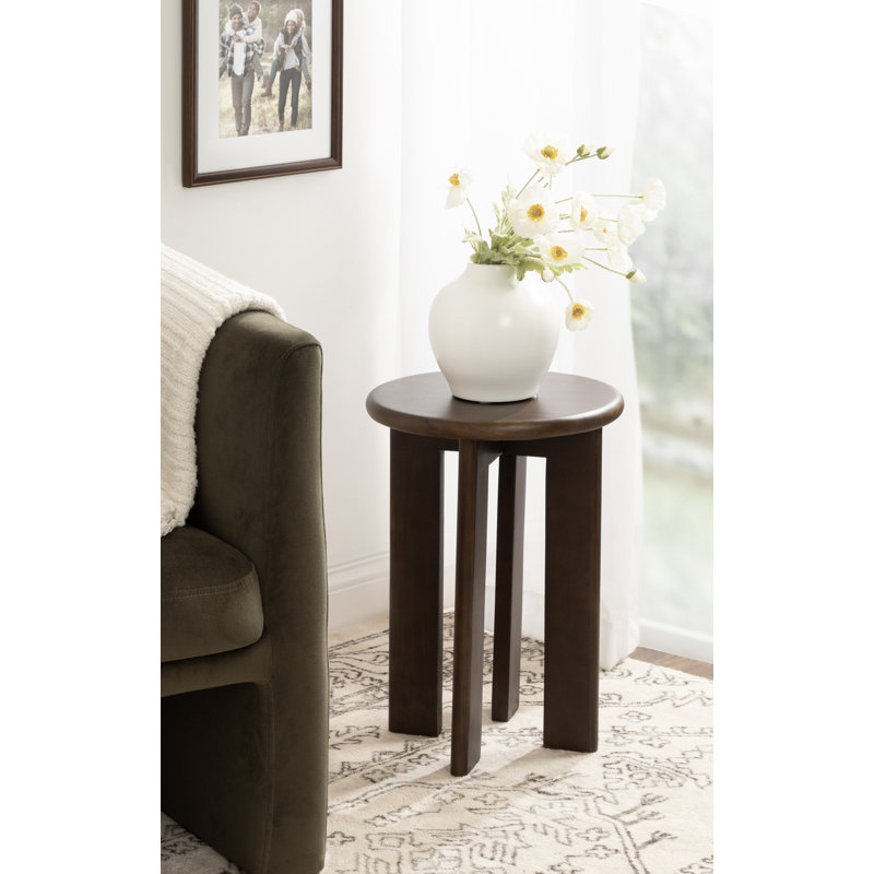 Table d'appoint ronde en bois massif, Brun