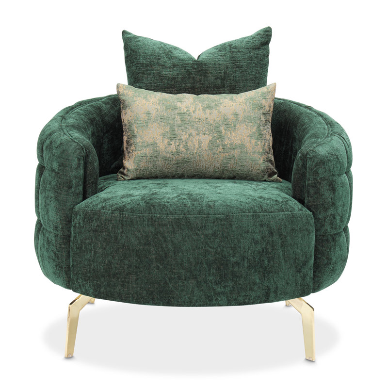 A La Carte Barrel Chair, Gold, Emerald Chenille