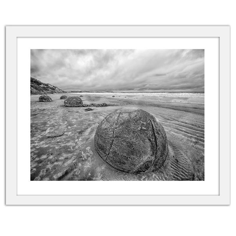 Gerahmtes Poster Felsen am Strand