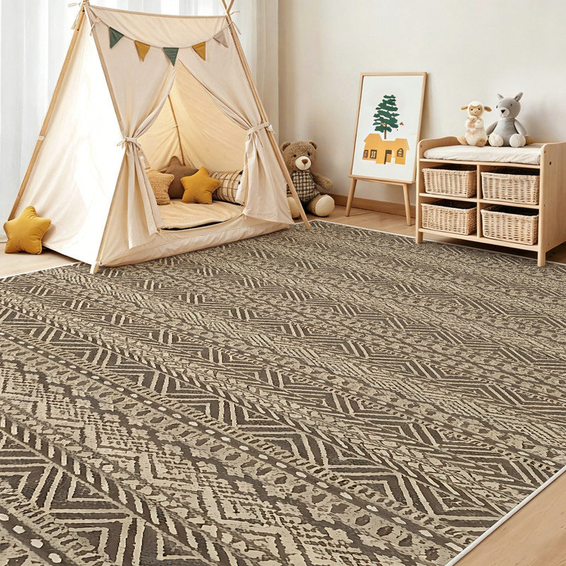  Tapis moderne de 7 x 10 pi avec tapis antidérapant et envers en caoutchouc antidérapant pour table de salle à manger Home ， Boho