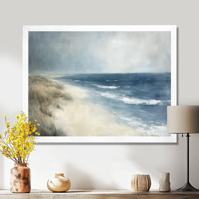 Moody Coastal Shore - Seascape Framed Canvas Wall Art