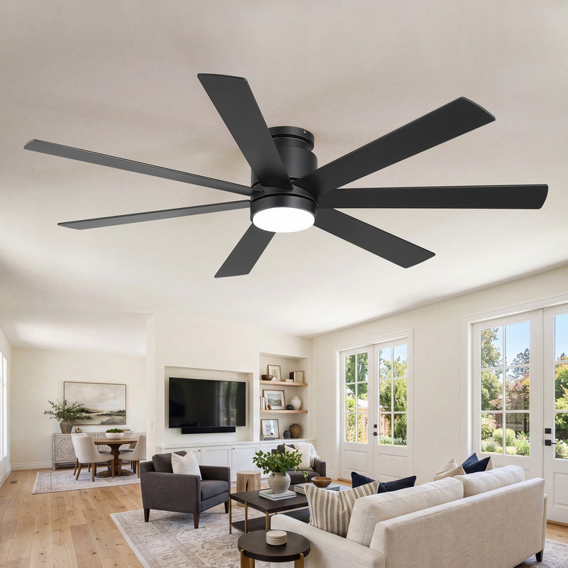 Ventilateur de plafond encastré de 60 po avec lumière DEL et télécommande, à intensité variable et à mémoire de forme CC 3 CCT