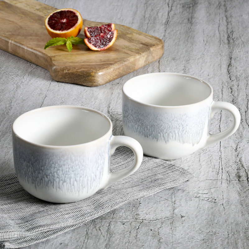Ensemble de grandes tasses en grès bleu 19,5 onces Wrought Studio ™