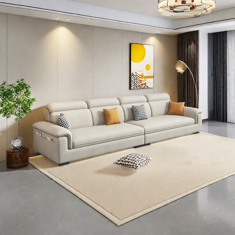 Canapé simple en coton et lin, H 33,46 po x l 125,98 po x P 35,43 po, 5