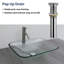 Lavabo de salle de bain vasque rectangulaire en verre transparent 20-1 / 4 po avec bonde escamotable en chrome