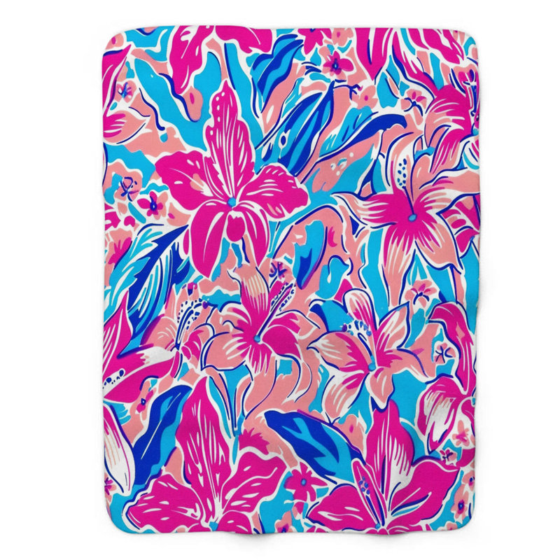 Motif de balise maritime - 1 pièce Sherpa Premium, L 50 po x L 60 po, Aquarelles florales artistiques
