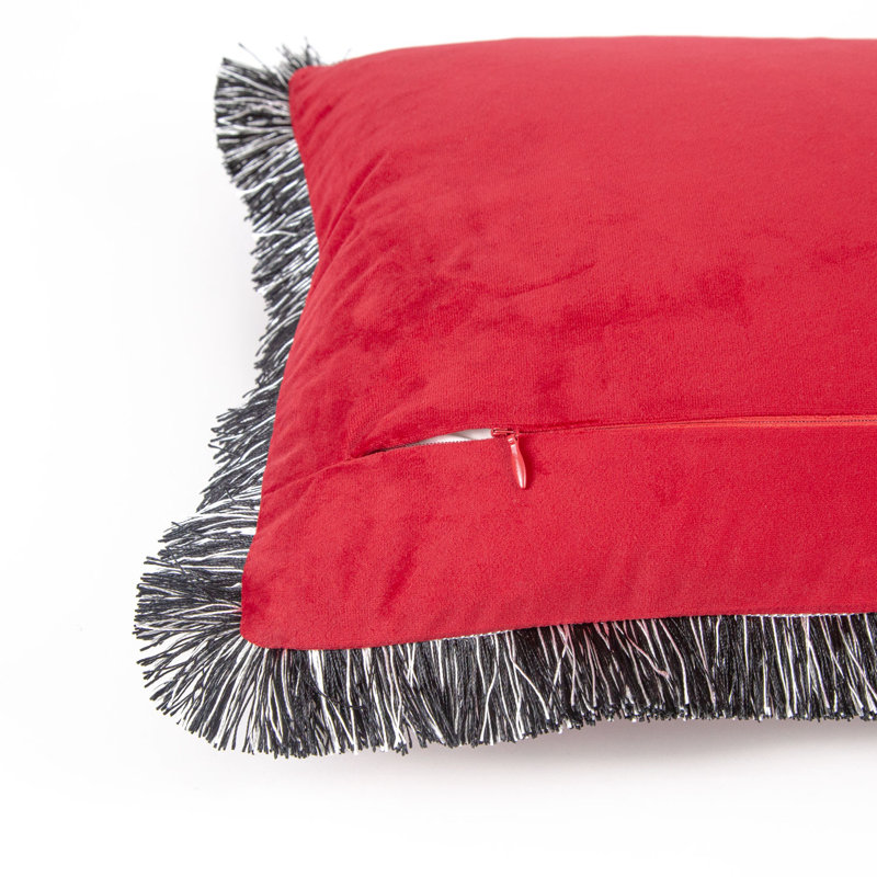 Housse de coussin en velours zébré Lumbar, Rouge