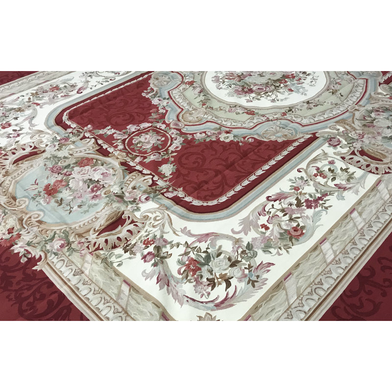 Hand-Knotted High-Quality Red and Ivory Area Rug