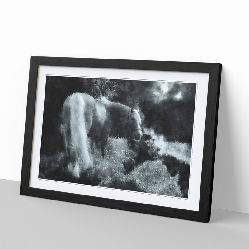 Lone Horse - Picture Frame Graphic Art, 27cm H x 36cm W x 2cm D, Black Framed