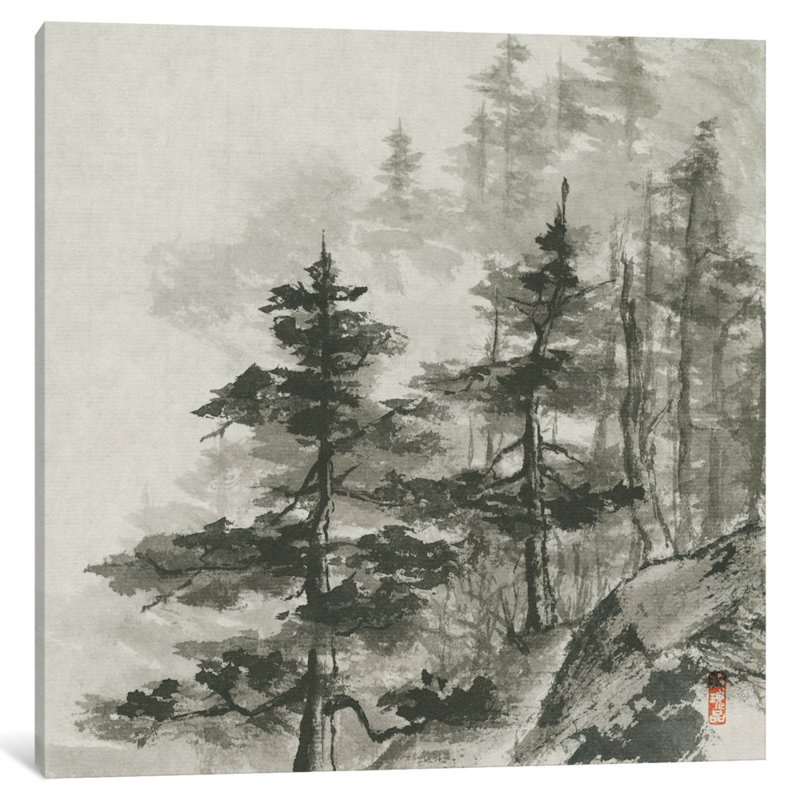 « sumi treetops », reproduction d’art sur toile tendue, H 37 po x l 37 po x P 1,5 po