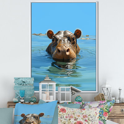 Gris, joyeux hippopotame - Hippopotame, art mural