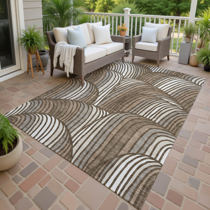 Machine Washable Indoor/Outdoor Chantille ACN2546 Mid-Century Modern Rug, 3' x 5', Chocolate