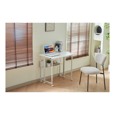 Petit bureau pliable pliable pour les petits espaces, bureau d'écriture 31,5 pouces pour bureau, bureau à la maison pliable pour chambre 80 * 58, blanc