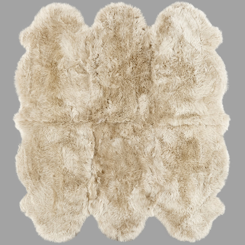 Solid Colour Sheepskin 162cm X 180cm Area Rug