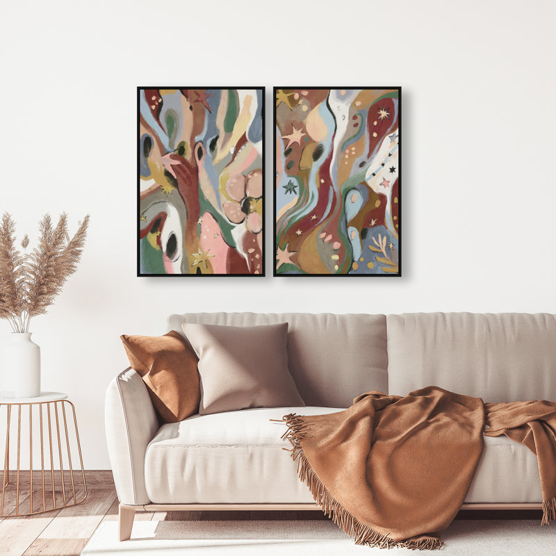 Modern Folk Set Set by Oliver Gal, 92"H x 62"W, Black Floater Frame