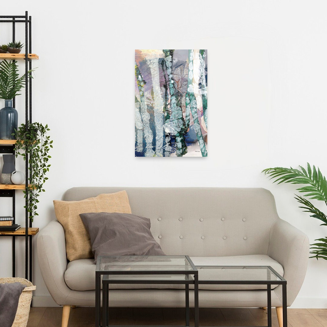 Misty Forest Abstract Abstract Contemporary Dreamy Forest Landscape Wall Art Print