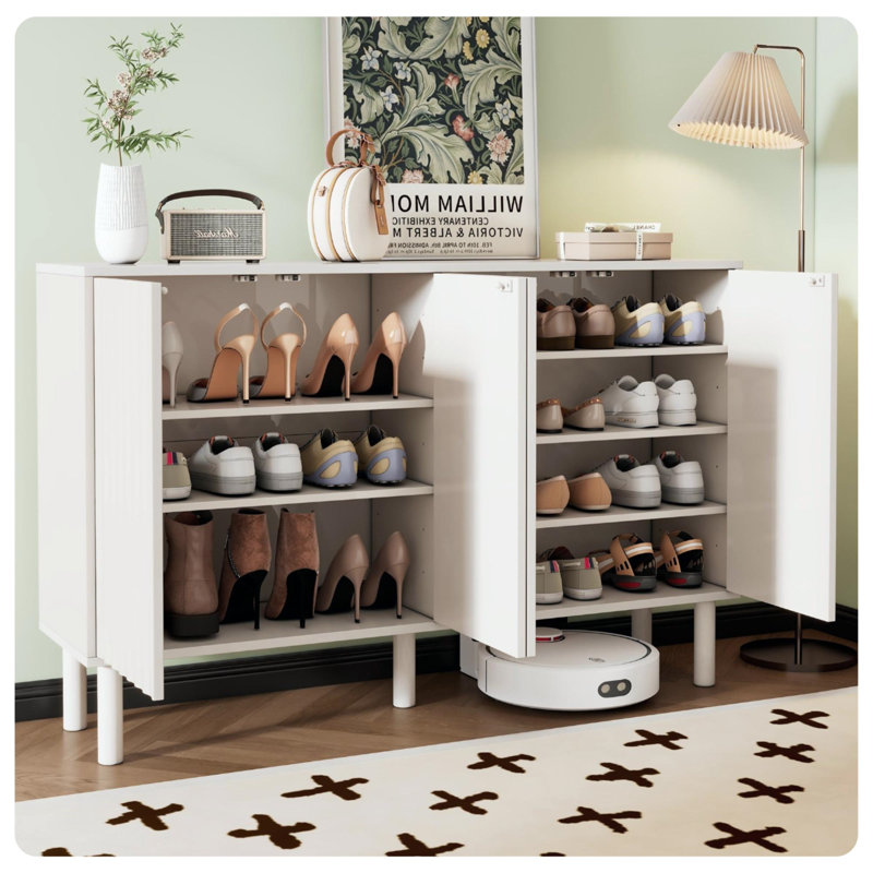 18 Pair Shoe Storage Cabinet, White