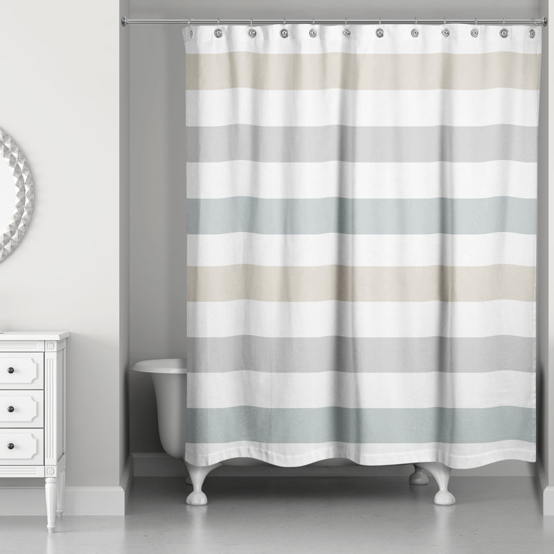 Boucher Striped Single Shower Curtain, Gray/Blue
