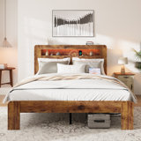 Dark Grey King Size Bed Frame With Storage And Usb Ports, Noise-free, Easy Assembly