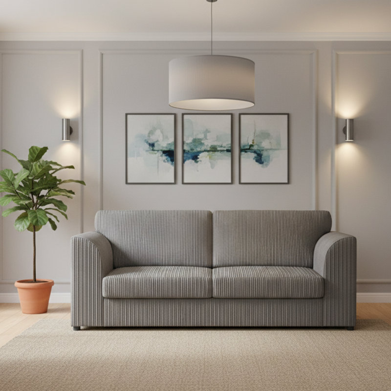 3 Seater Corduroy Sofa, Grey