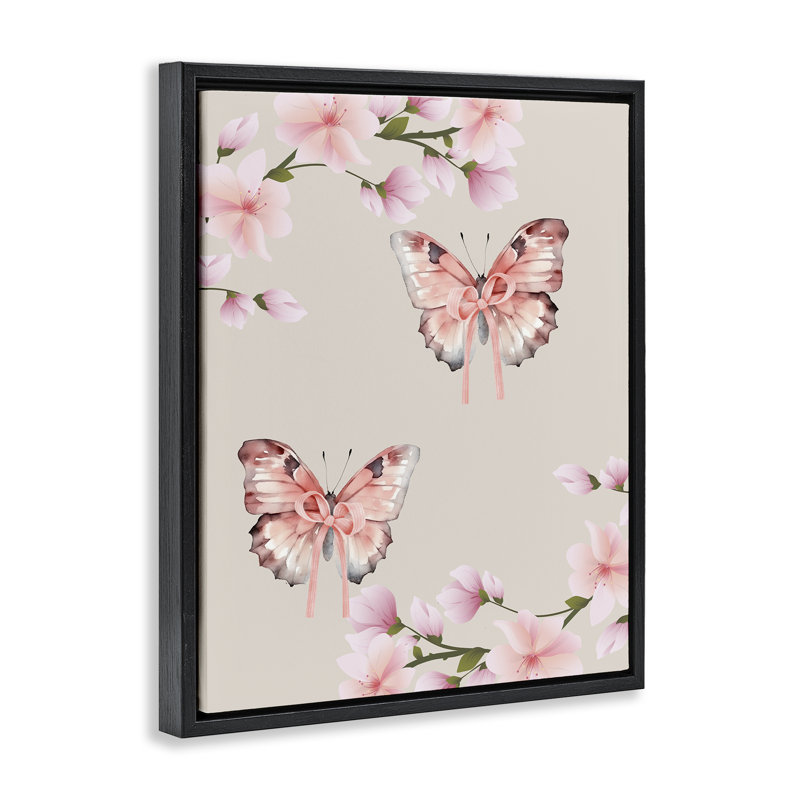 Cadre flottant Butterflies In Bows, design par Jesse Keith, H 31 po x l 25 po, Cadre flottant noir de jais