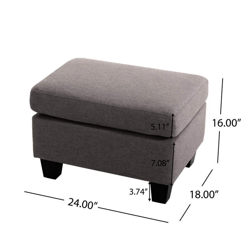 Rembourré gris pour la décoration intérieure - Conception simple, pieds en bois de bouleau, H 15,91 po x l 18,07 po. Fonction de chambre à coucher comme repose-pieds ou siège, soutien des jambes