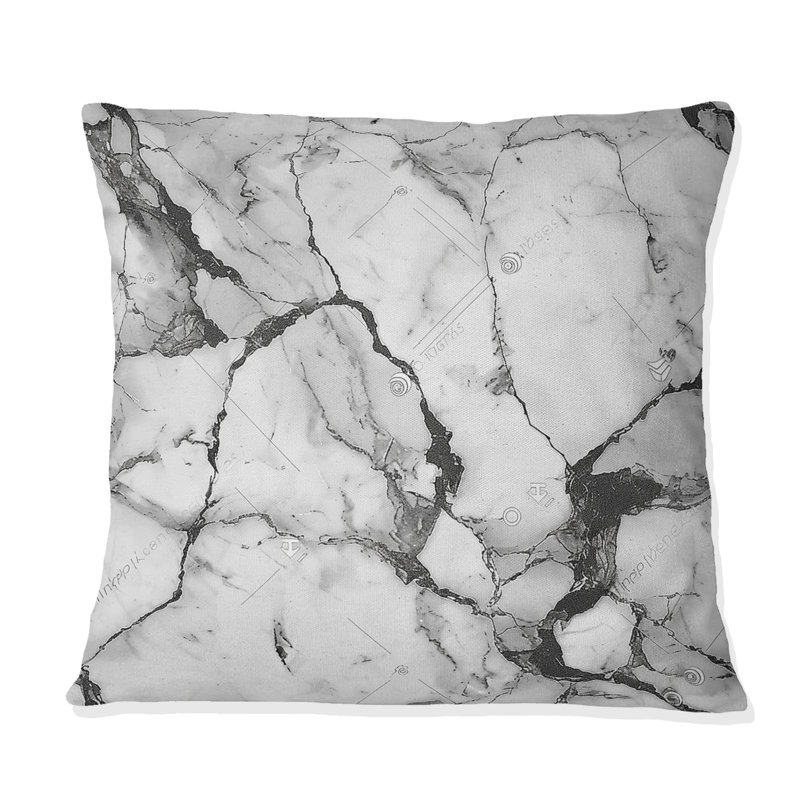 Grey  Marble II - Marble Throw Pillow, 16"H x 16"W