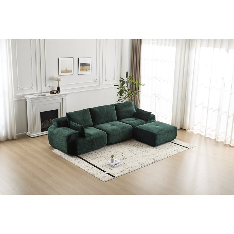 Canapé modulaire moderne en mousse à mémoire de forme à 3 places avec tissu en velours côtelé, aucun assemblage requis, idéal pour le salon, les appartements, les chambres à coucher et les chambres d'amis